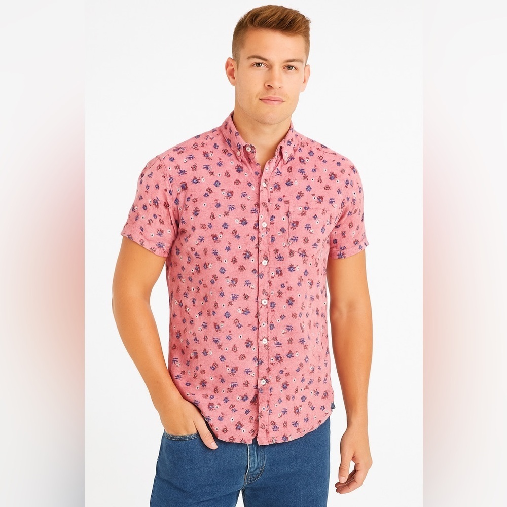 Good Man Brand Linen Camp Shirt Size L